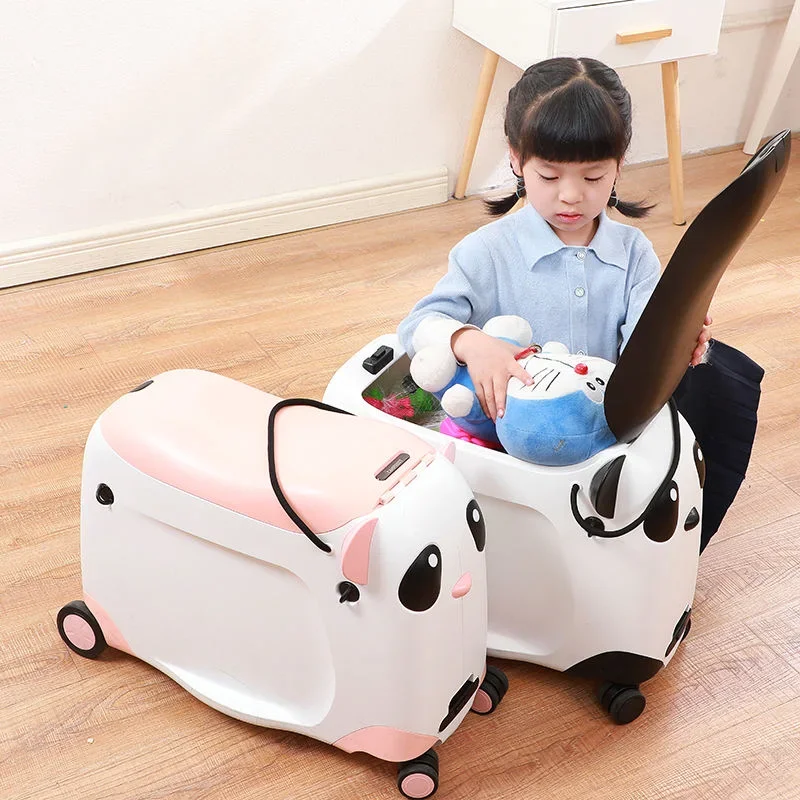 PP Cute Children Animal Design Panda Kids Ride on Rolling Suitcase Luggage for School Travel Trip