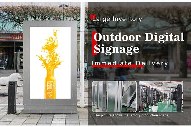 4K Outdoor TOTEM Sun readable standing bus station Digital Signage, 2500cd/m2 brightness