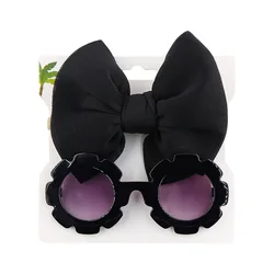 Baby Headband Sunglasses 2Pcs/set Matte Flower UV400 Sun Glasses Eye Wear Elastic Nylon Hair Bands Seaside Headdress