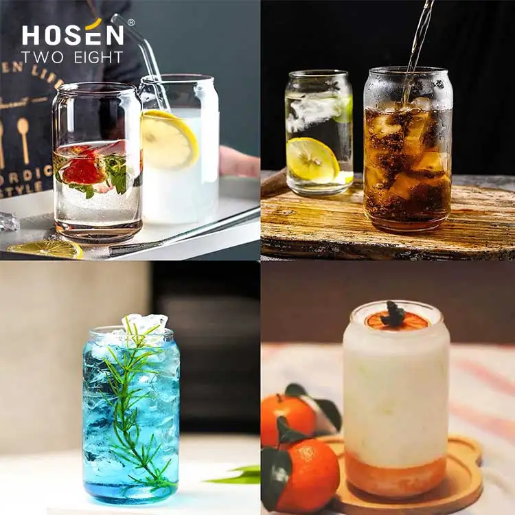 Hot Sale 12oz 16oz Custom Sublimation Beer Glasses Cup Frosted Glass Can with Lid and Straw Water Bottles Blanks Tumblers Mug