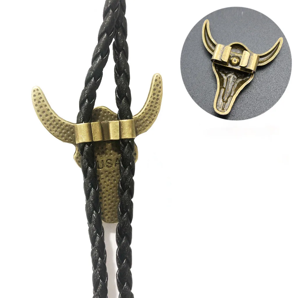 Модные мужские Регулируемые сплав винтажный 1980s Западная череп головы коровы Боло галстук-бабочка комплект