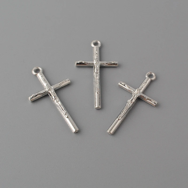 ACR024 Custom Orthodox Religious Catholic Metal Cross The Silver Plated Jesus Crucifix for Rosary Necklace Making