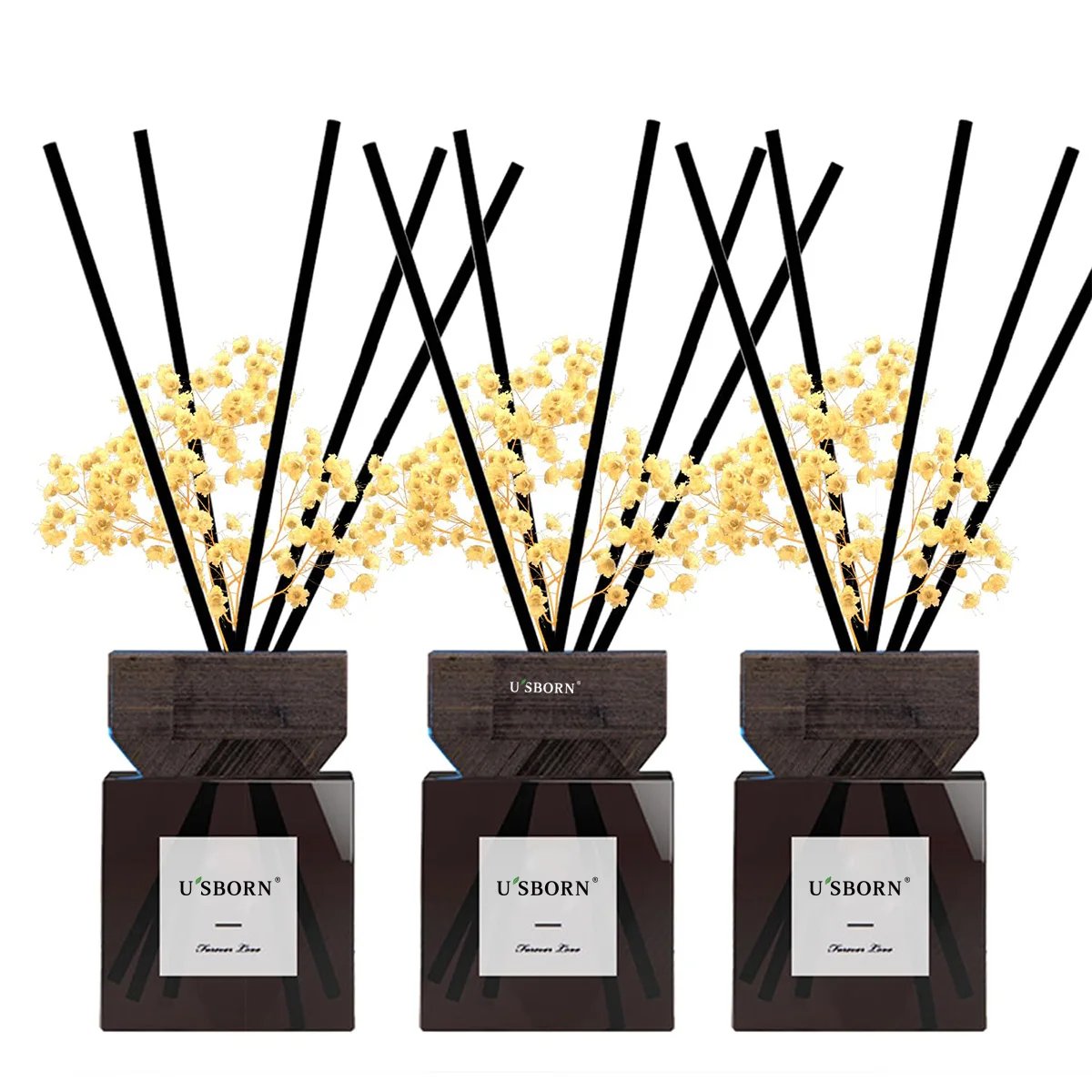 Custom Black Glass Reed Diffuser with Elegant Reed Sticks - Perfect for Modern Interior Decor & Relaxing Moments