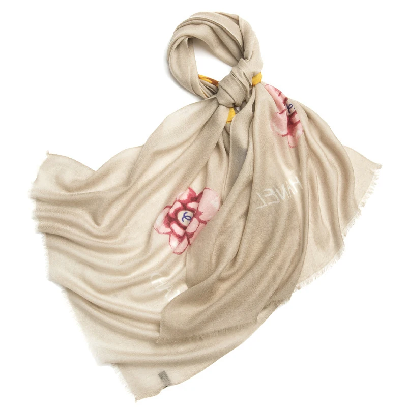 custom pashmina 100% cashmere printed scarf floral for women designer long merino wool scarf shawl