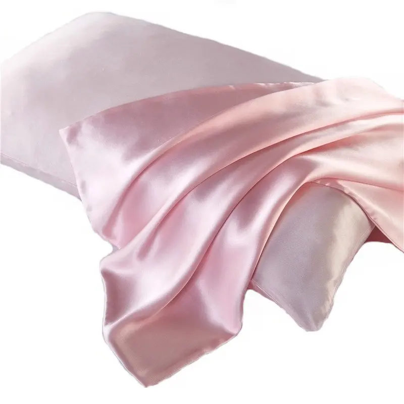 Hot selling silk double-sided pillowcase 100% mulberry silk solid color zipper pillow cover slip and cool pillowcase