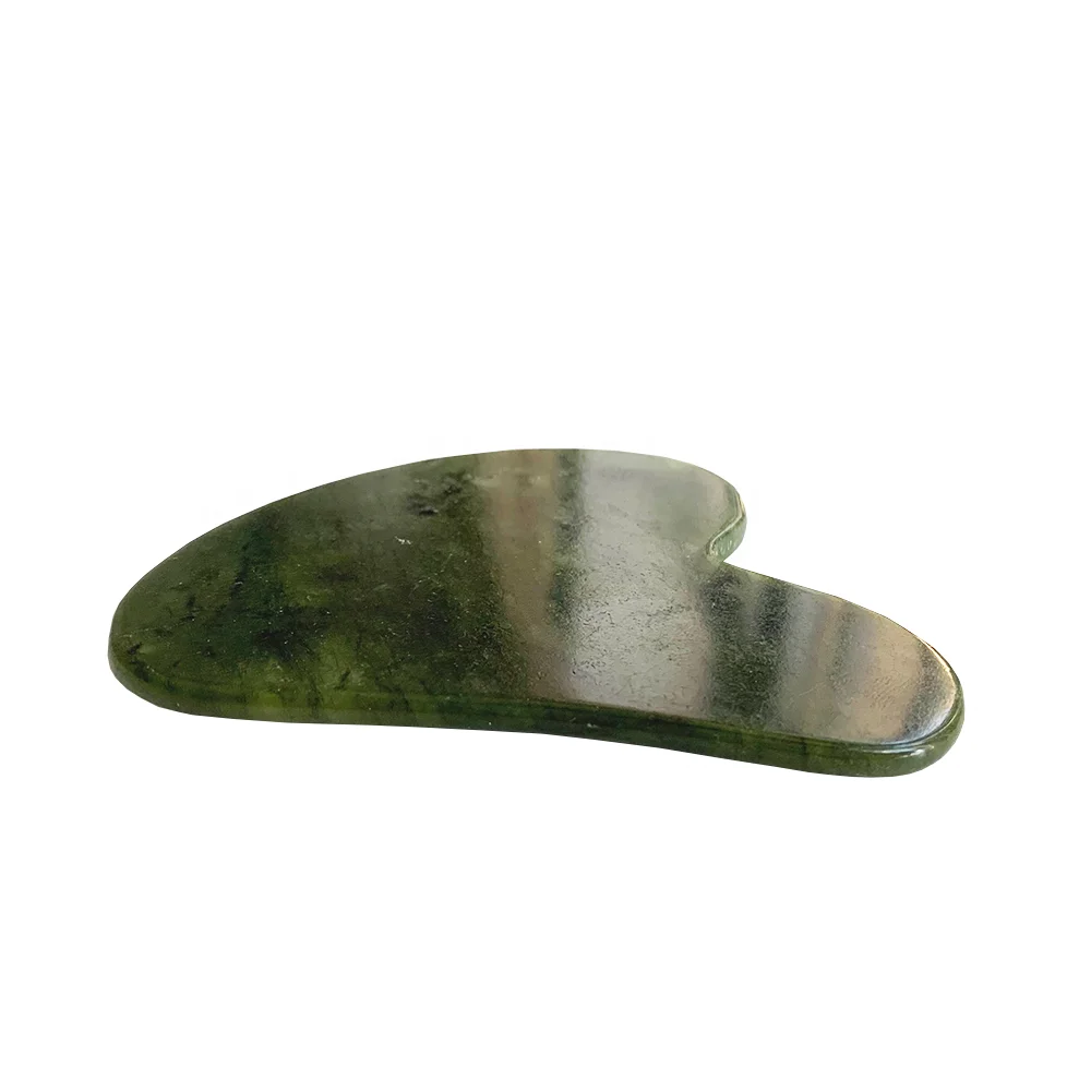 Wholesale face product facial massage guasha heart shape natural xiuyan jade stone