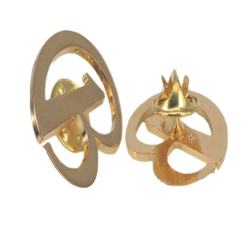 Shenzhen badge manufacturers professional customized alloy hollow-out badge high-end gold-plated brooch MEDALS