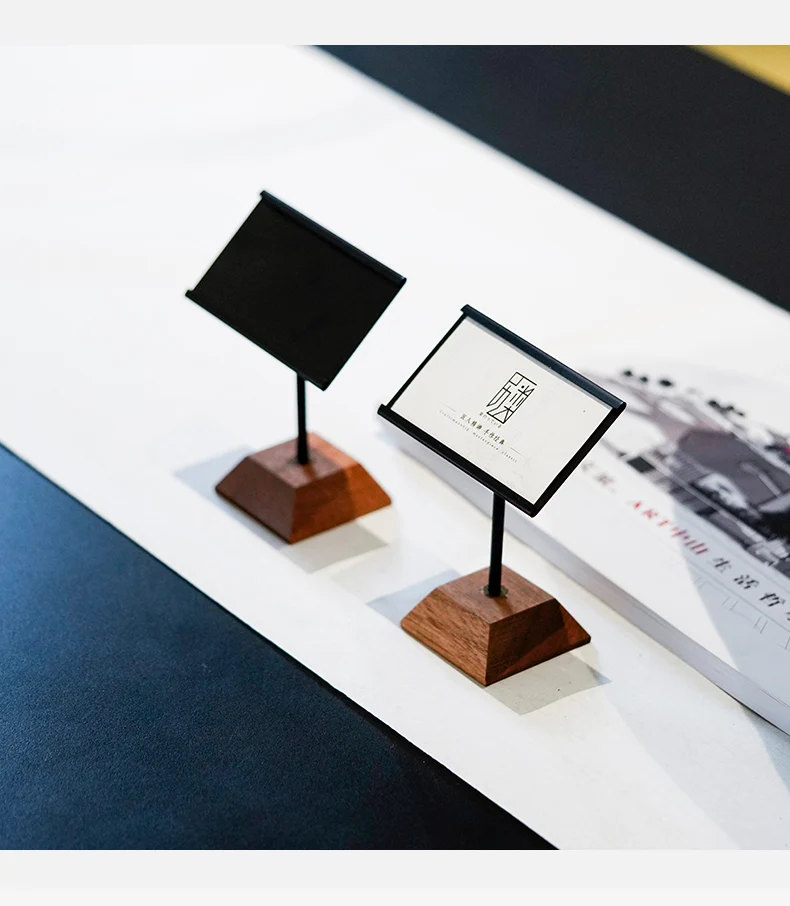 Factory Supply Vertical Metal Solid Wood Price Tag Dessert Label Display Stand Pop Sign Holder