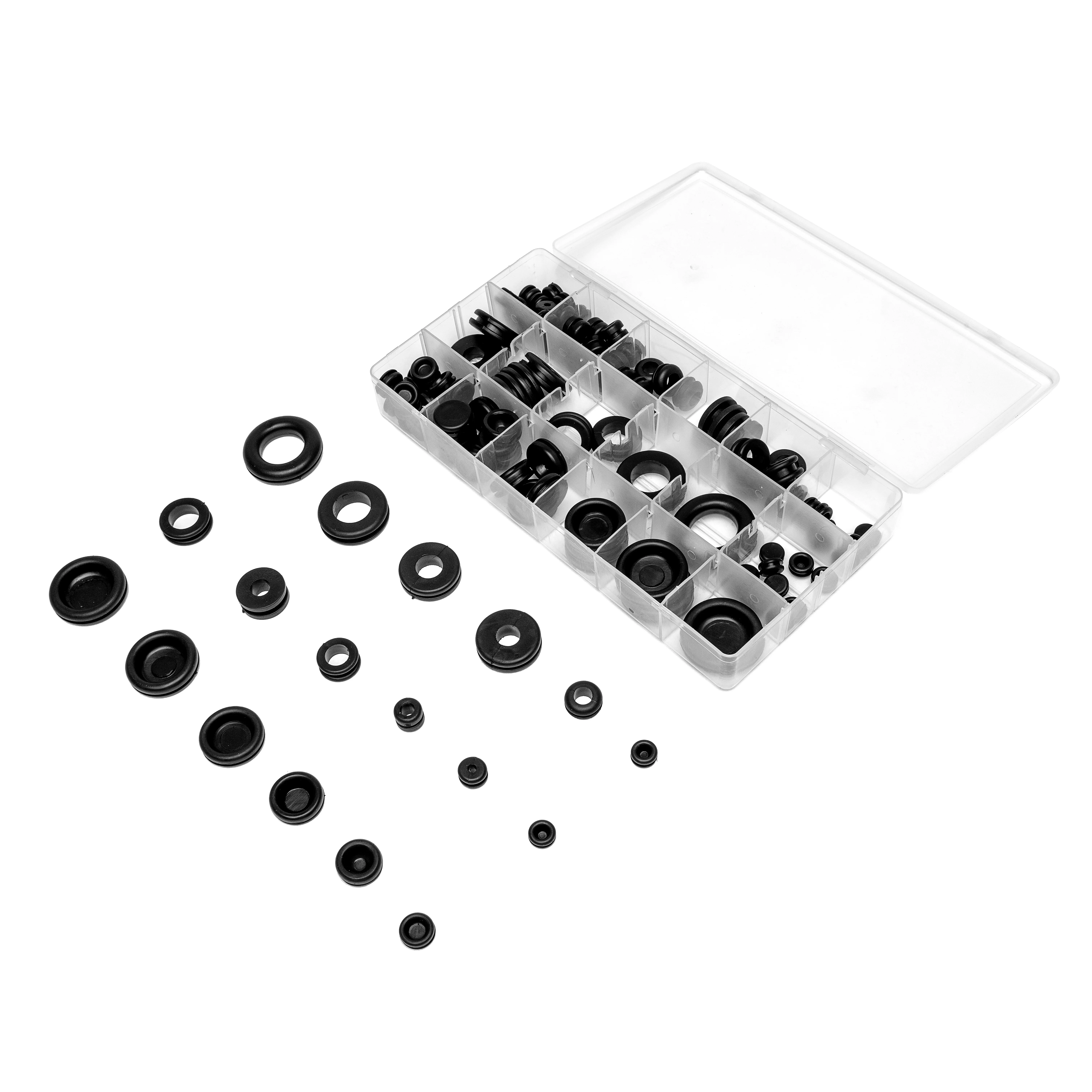125pcs Black Rubber Ring Sealing Grommet Firewall Wire Gasket Solid Hole Plug Assortment Set