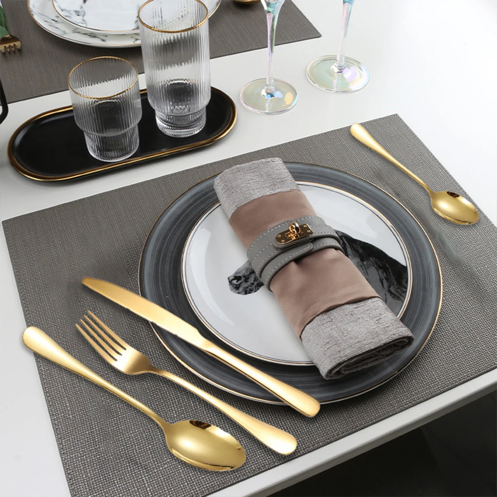 6 Persons Stainless Steel Cutlery Set Wedding Cutlery Spoon Set 24pcs Gold Flatware Set With Gift Box