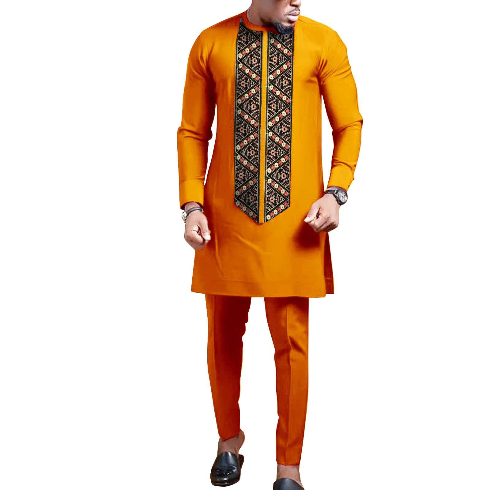 Wholesale New African Clothing Factory Good Order Solid Color Men Clothing Clothes African Men Traditional Outfit Suit