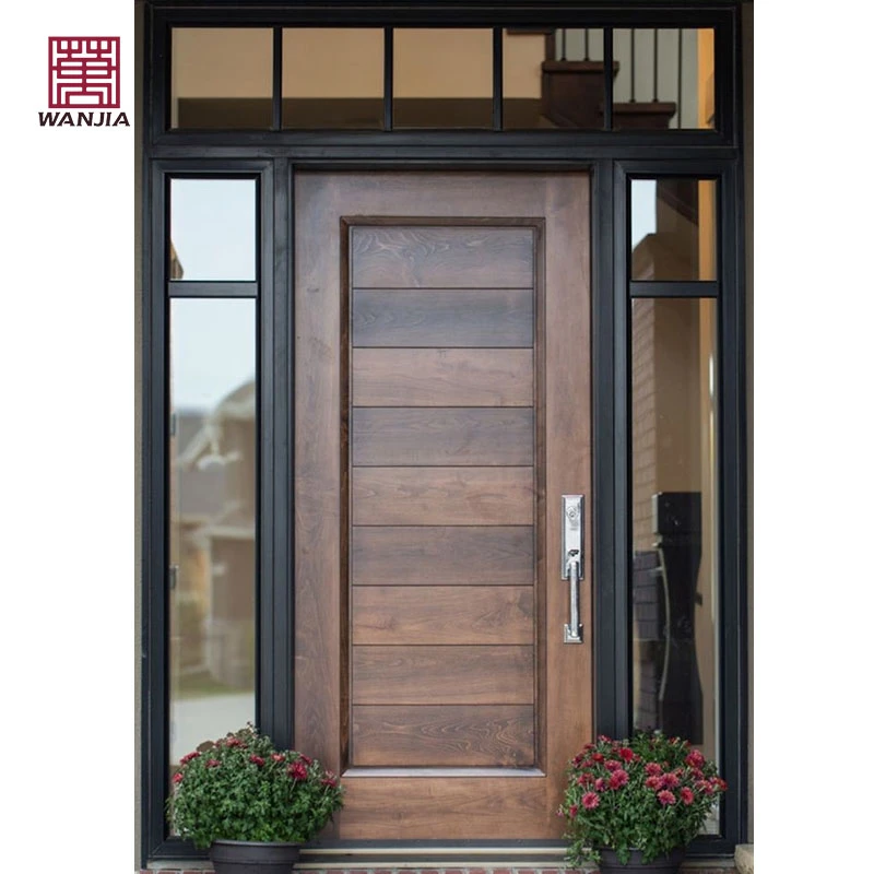 WANJIA Customized Wooden Door Paint Colors Latest Design External Main Single Solid Wood Door