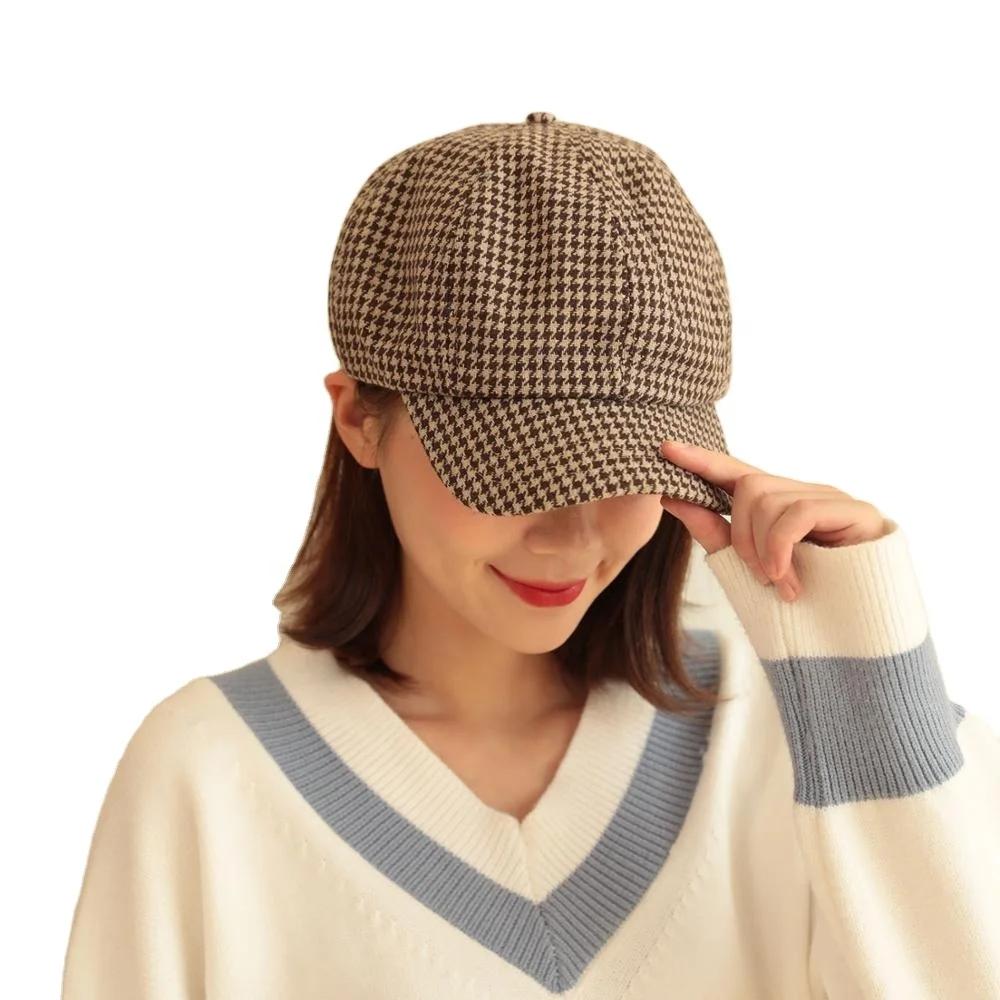 Beret Herringbone Newsboy Cap Flat Cap Bakerboy Hat Gatsby Peaky Blinders Cap Factory MOQ 50pcs