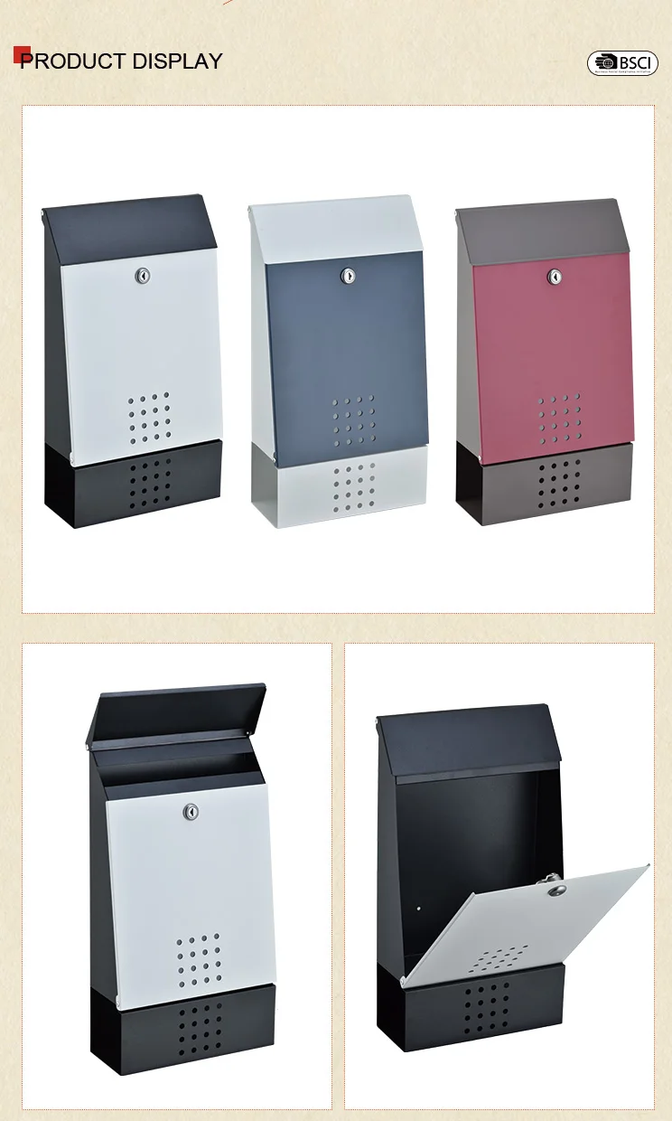 Winland Wall Mounted Alloy Metal Mini Mailbox with Newspaper Holder Apartment Type Door Cam Lock Post Box for Mail and Letters