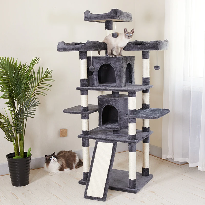 Basics Cat Tower with Hammock and Scratching Posts for Indoor Cats