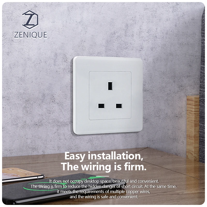 Wholesale High Quality UK Standard 86*86 MM Power Outlet Electrical Accessories White British Wall Socket