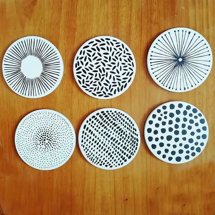 Graphic logo customized cup mat round Amazon hot sale cork ceramic coaster