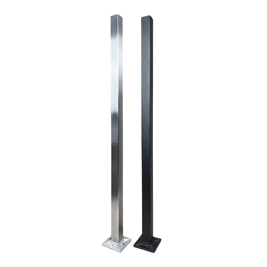 Square Series Floor Mounted 40 * 40mm Stain Finished Stainless Steel Metal Balustrade Stair Parts Stair Posts