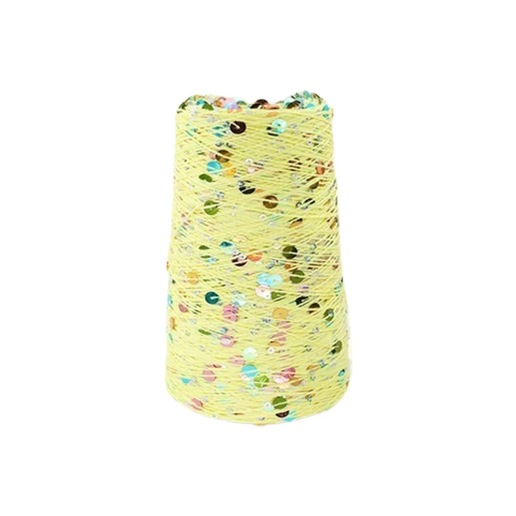 hot sell many color hand knitting yarn 3MM+6MM sequin on polyester thread fancy sequin yarn