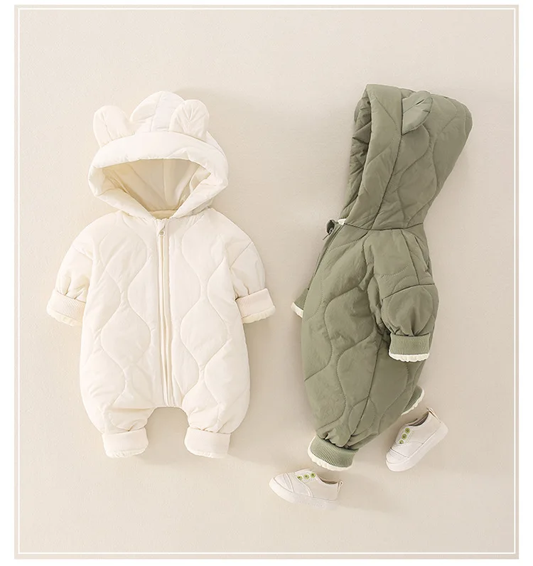 Winter Newborn Girl Boys Jumpsuit Hooded Infant Overalls Baby Clothes Warm Snowsuit Coat Kid Bear Romper Toddler Outerwear A0315