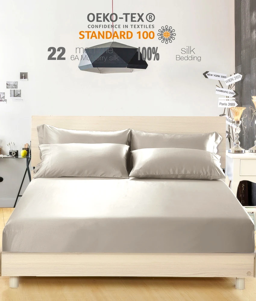 wholesale Soft and natural 100% Mulberry silk bedspread crib sheet bed sheet silk sheets bedding set 100% silk seamless