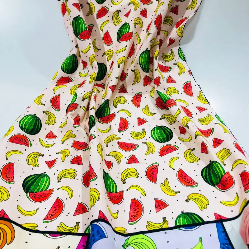 Hot selling watermelon banana Print 97% cotton 3% spandex custom digital printing poplin fabric for T-shirt