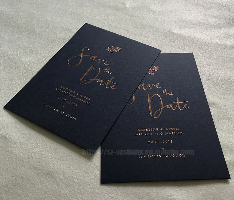 Save the date blue wedding cards rose stamping personalization word happy marriage card