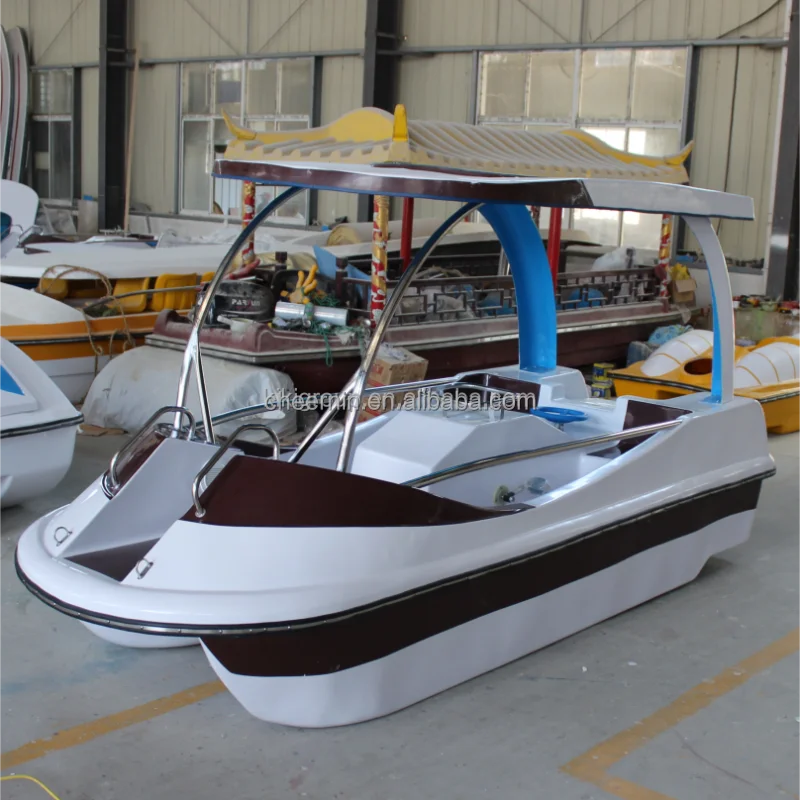 New arrival red blue white fiberglass outdoor for lake 4 person pedal car boat