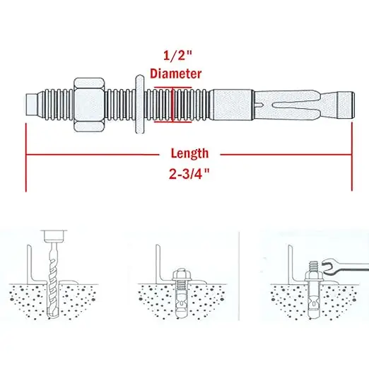 High Quality  Stainless steel and Carbon Steel M6 M8 M10 galvanized Expansion Bolt Anchor Wedge Anchor Concrete Anchors