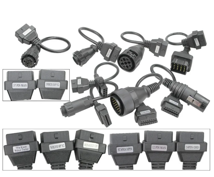 OEM obd2 j1939 connectors cable  deutsch  9pin j1939 male connector 16pin to 3pin heavy truck isuzu  thinkdiag extension cable