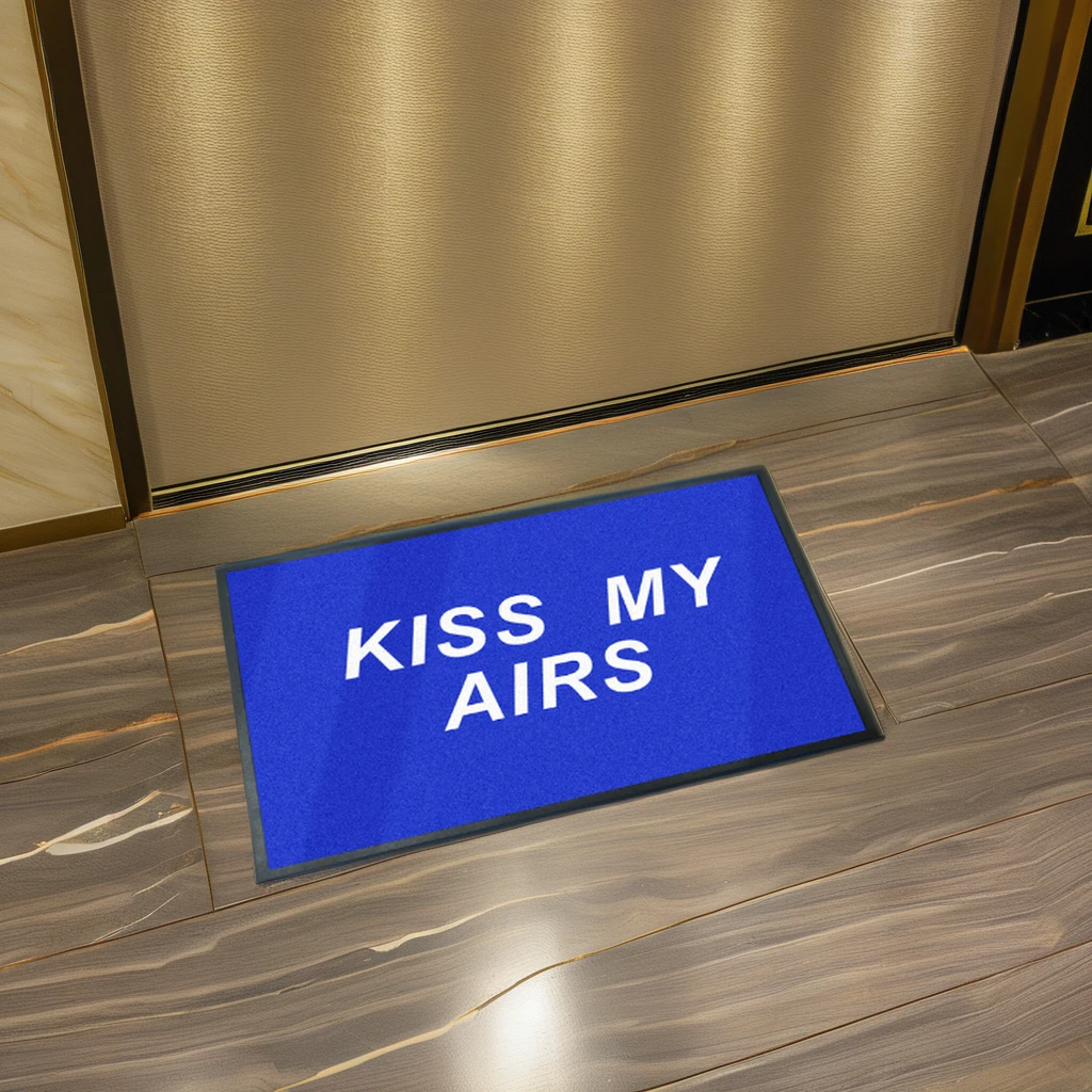 Custom Welcome Anti-Slip Outdoor Door Mat Kiss My Air Printed Floor Carpet Rubber Backing Nylon Material Home Hotel Use Washable