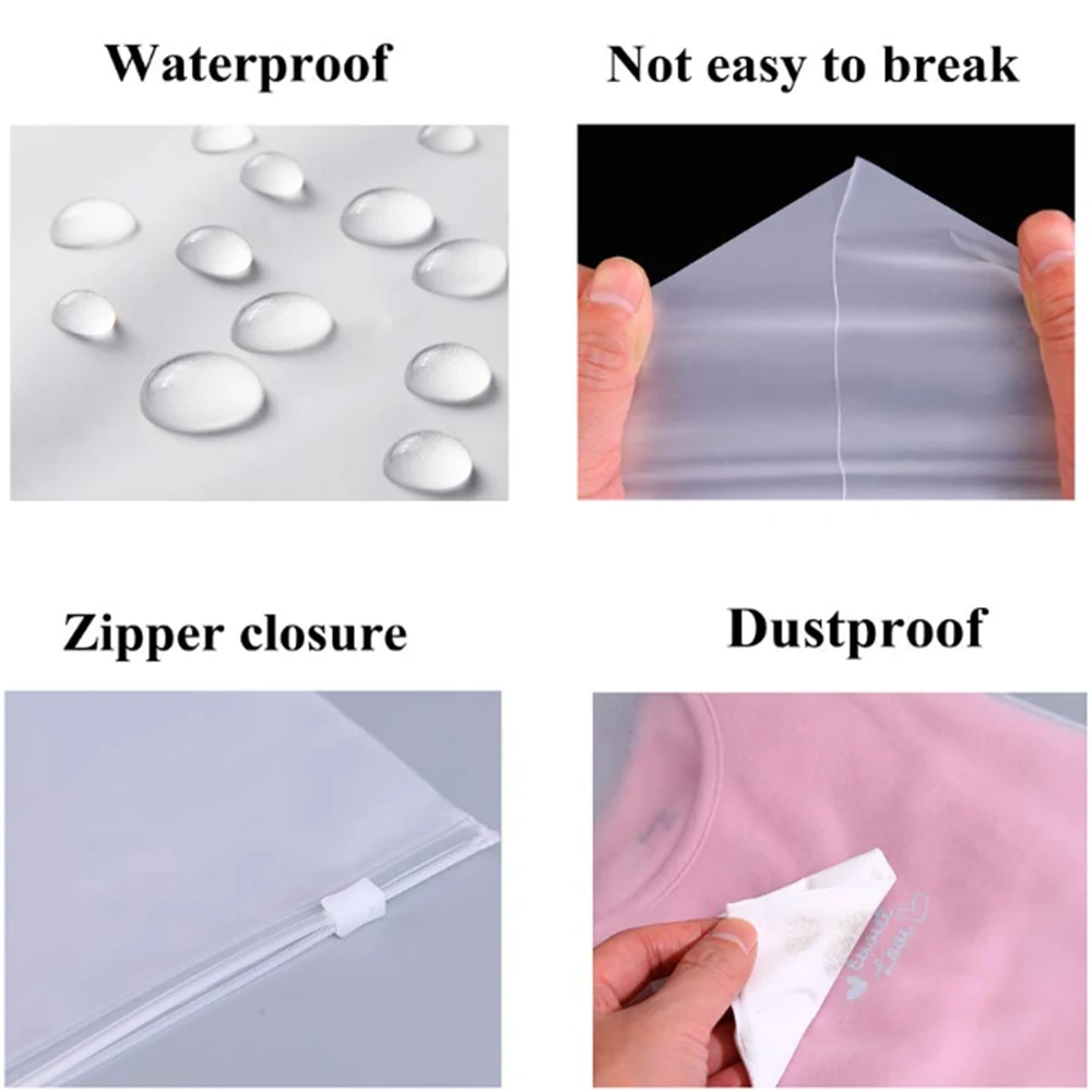 CPE Frosted Clear Plastic Clothing Bags Custom Logo Printing Zip Lock Package Swimwear Zipper Packaging Bags