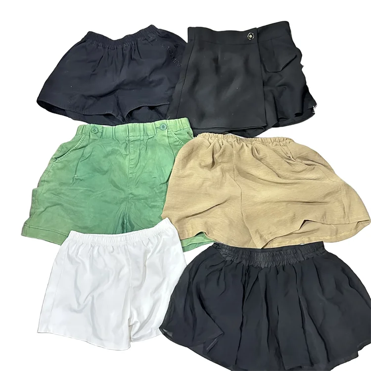 Wholesale Ladies sexy cotton zipper shorts used clothes bale 45kg second hand clothes bulk