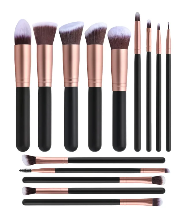 Hot selling 14pcs makeup brush set sample custom makeup brushes set,wood handle makeup lady make up brushes free
