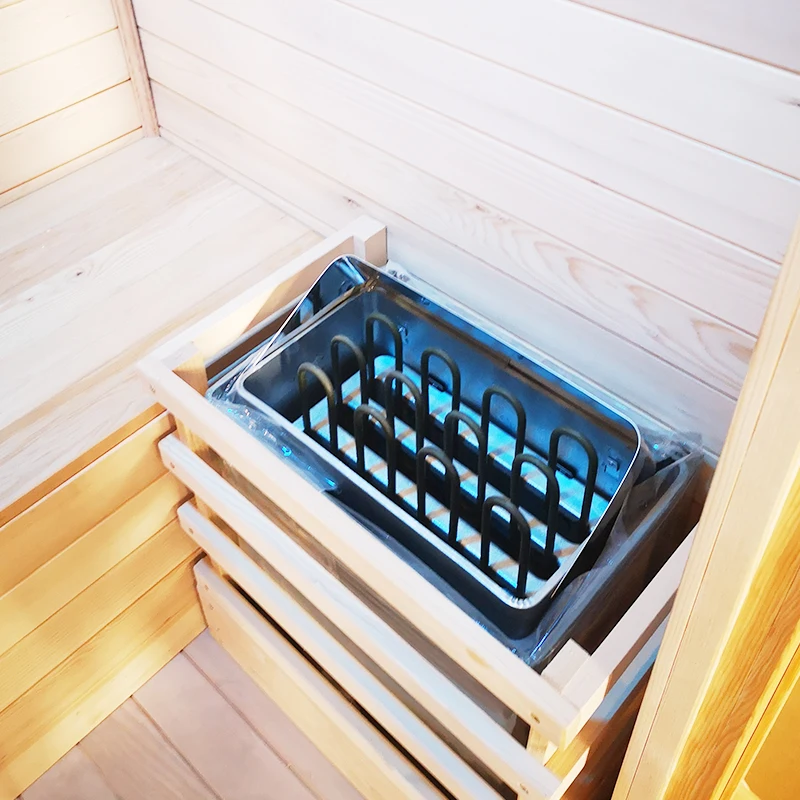 Luxury Traditional Garden Full Body Wet Steam Solid Wooden Sauna Room for 2 People Use
