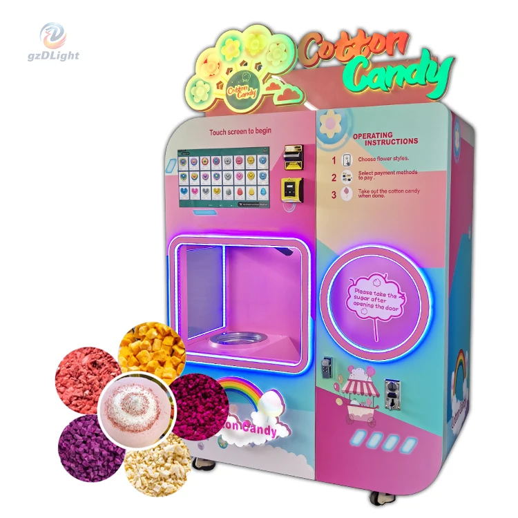 Latest Mg320 Snack Cotton Machines Cotton Candy Digital Vending Machine Self Cotton Candy Automatic Production Line
