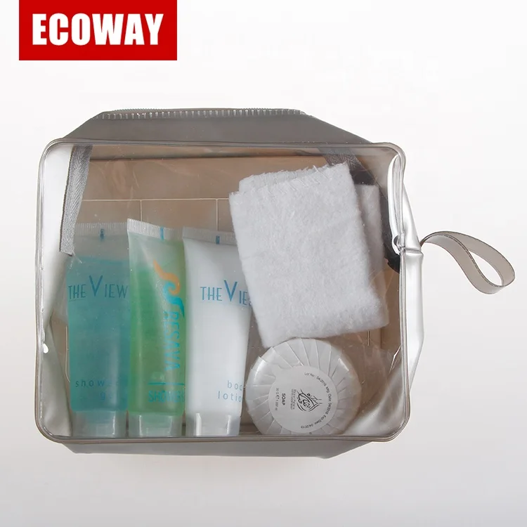 hotel amenities kit with bag airline clear toiletry bag