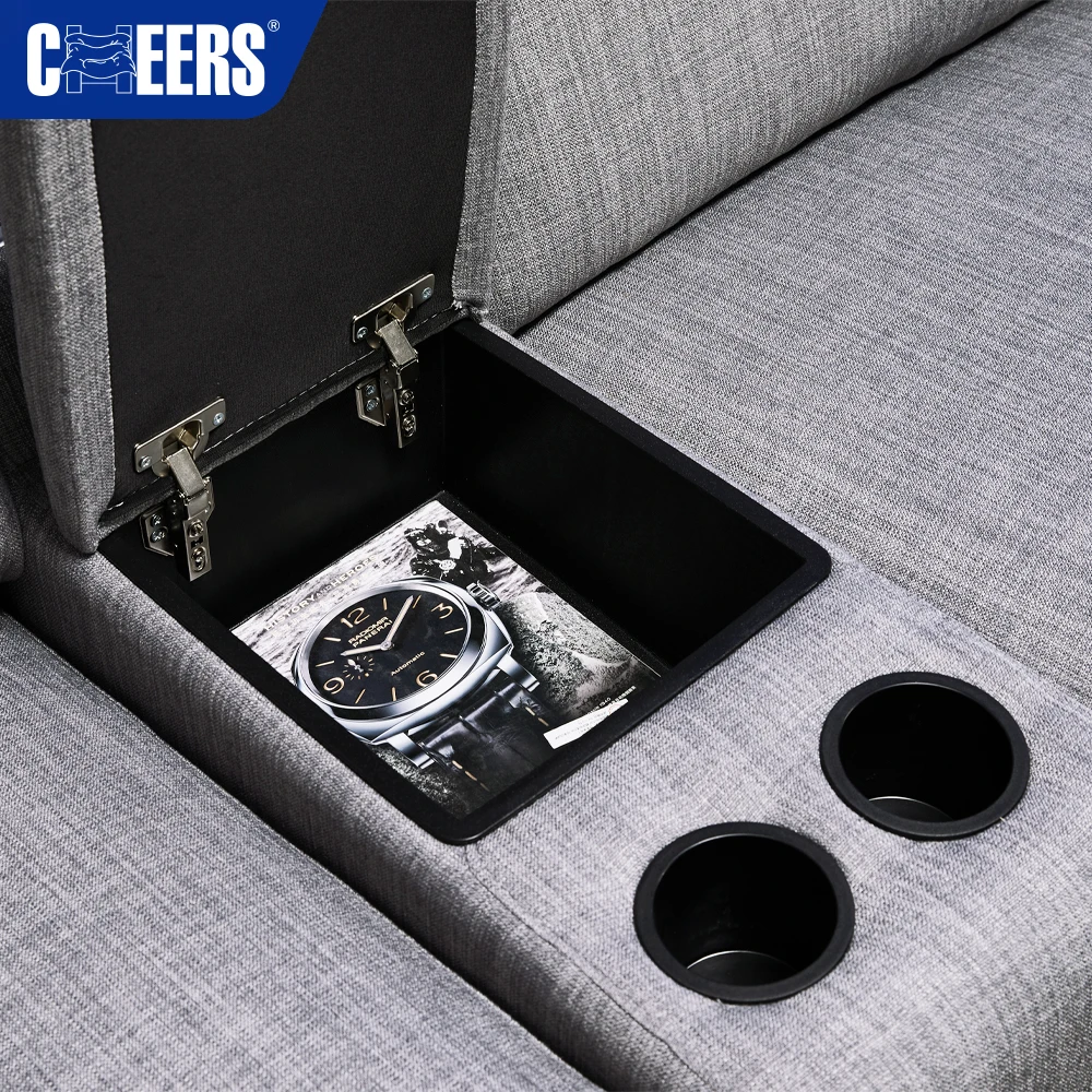 MANWAH CHEERS Fabric Skin-friendly Living Room Sofa 5-Seater Recliner Sectional Sofa with Chaise and Console for Living Room