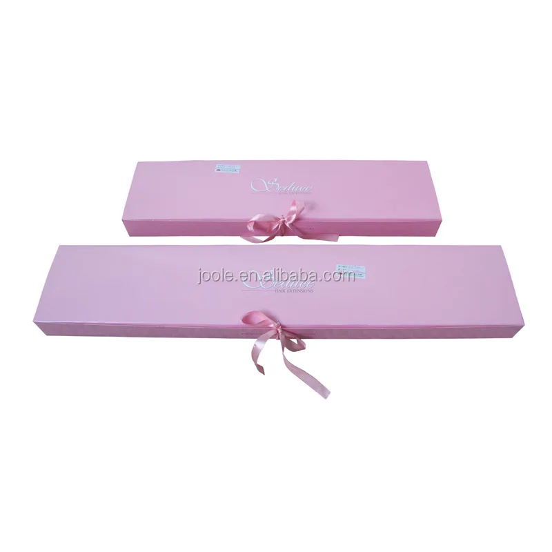 Elegant design hair extension wig packaging boxes tie packaging bo with ribbon satin