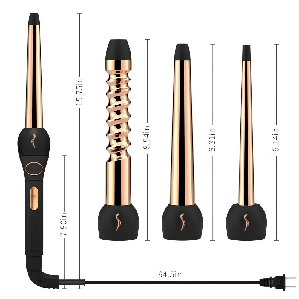 
Custom Gold Curler Iron Wand Set 3 In 1 Interchangeable Curling Wand Ceramic Curling Iron 