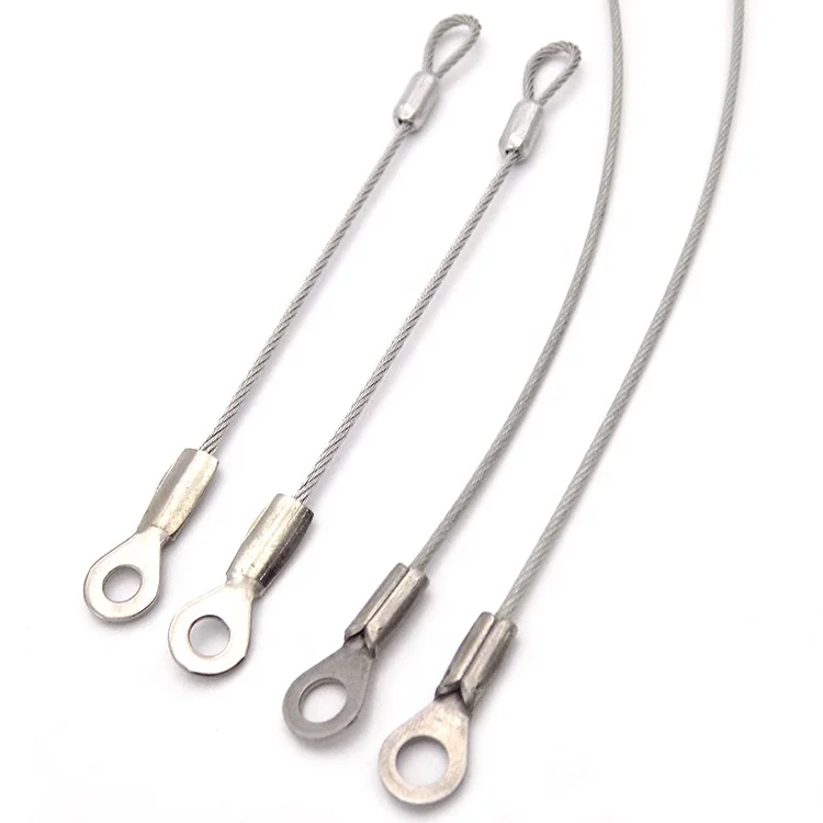 Durable Stainless Steel Cable Lanyard Plastic Coated With Loop And Eyelet Terminal Ends