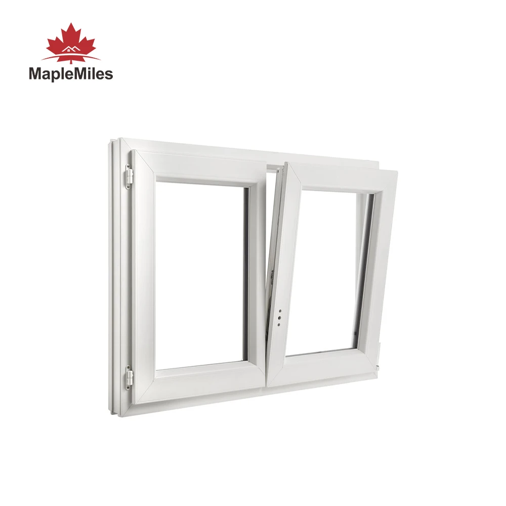 Maplemiles 70 Series Classic Design Double Soundproof Glass White Kitchen Pvc Casement Window