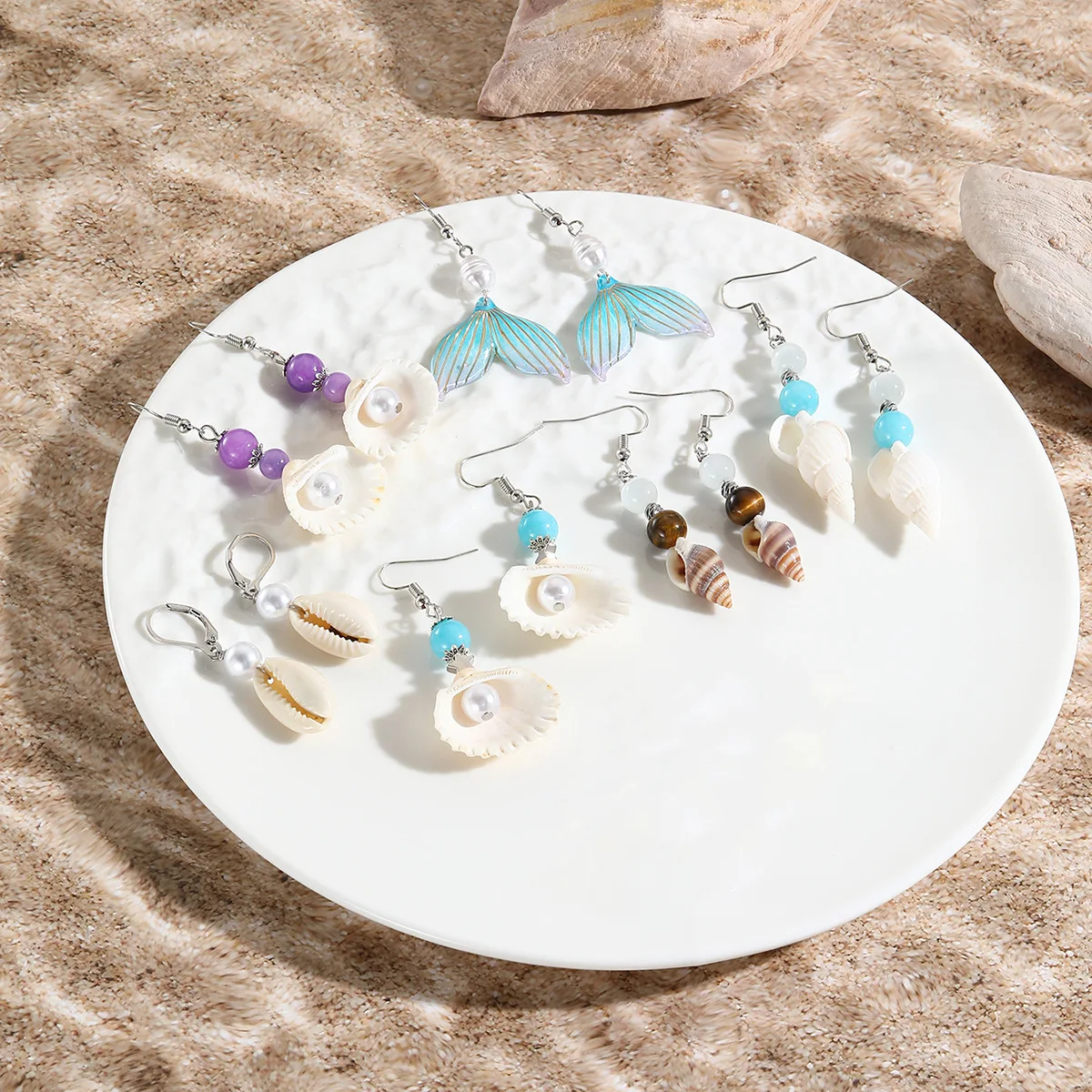 KinLing OEM Pendientes Beautiful Bohemia Jewelry Gift Unique Cute Conch Shell Elegant Natural Seashell Earrings for Women Girls