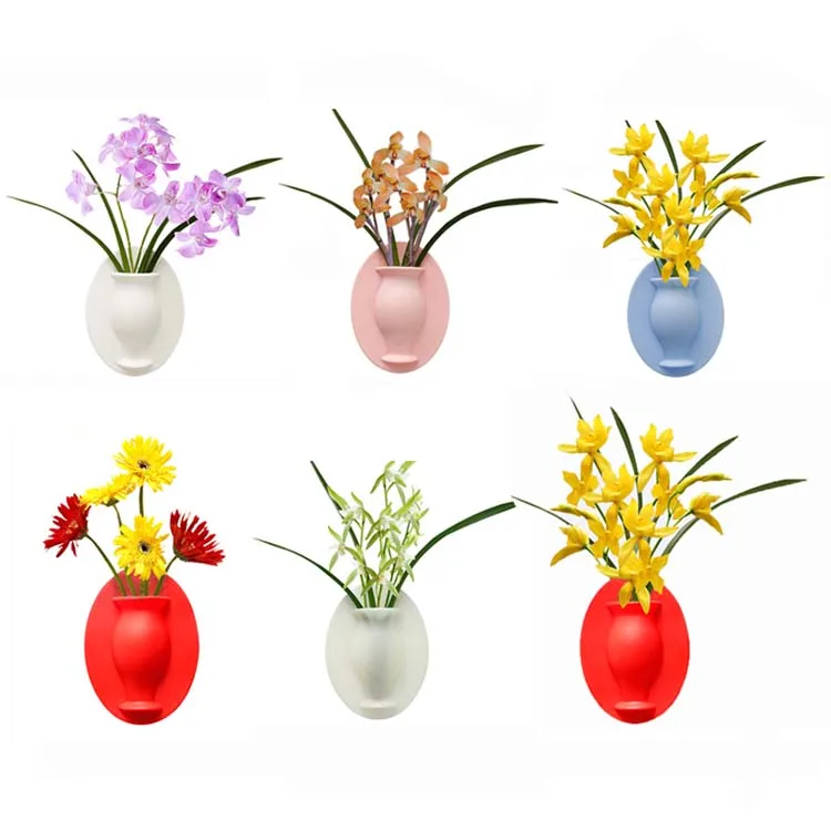 Silicone Sticky Vase Stick Wall Flower Pot bottle Magic Flower Plant Glass Window Vases Decoration