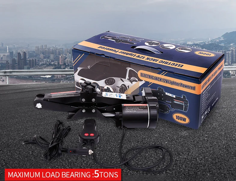 HF-2000 Electric Scissor Car Jack Electric 2 ton Jack 12V DC with Electric Impact Wrench Scissor Car Max Jack