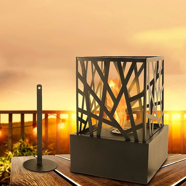 Hot Selling Tabletop Fireplace Metal square Fire Pit Dining Table Decorative Bioethanol Fireplace For Indoor Outdoor
