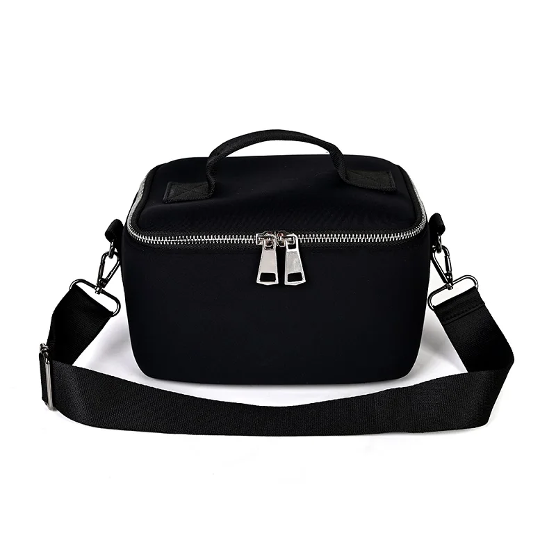 Fashionable Reusable Neoprene Lunch Bag Soft Thermal Cooler Tote with Zipper Pocket Work or Picnic bag