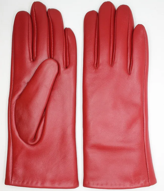 Ladies  China red  sheepskin leather gloves