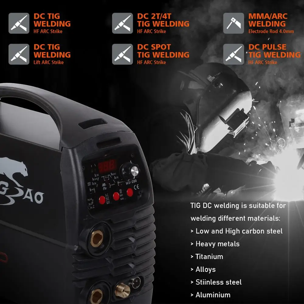 TIG WELDER PULSE 200A DC WELDING MACHINE for STAINLESS STEEL