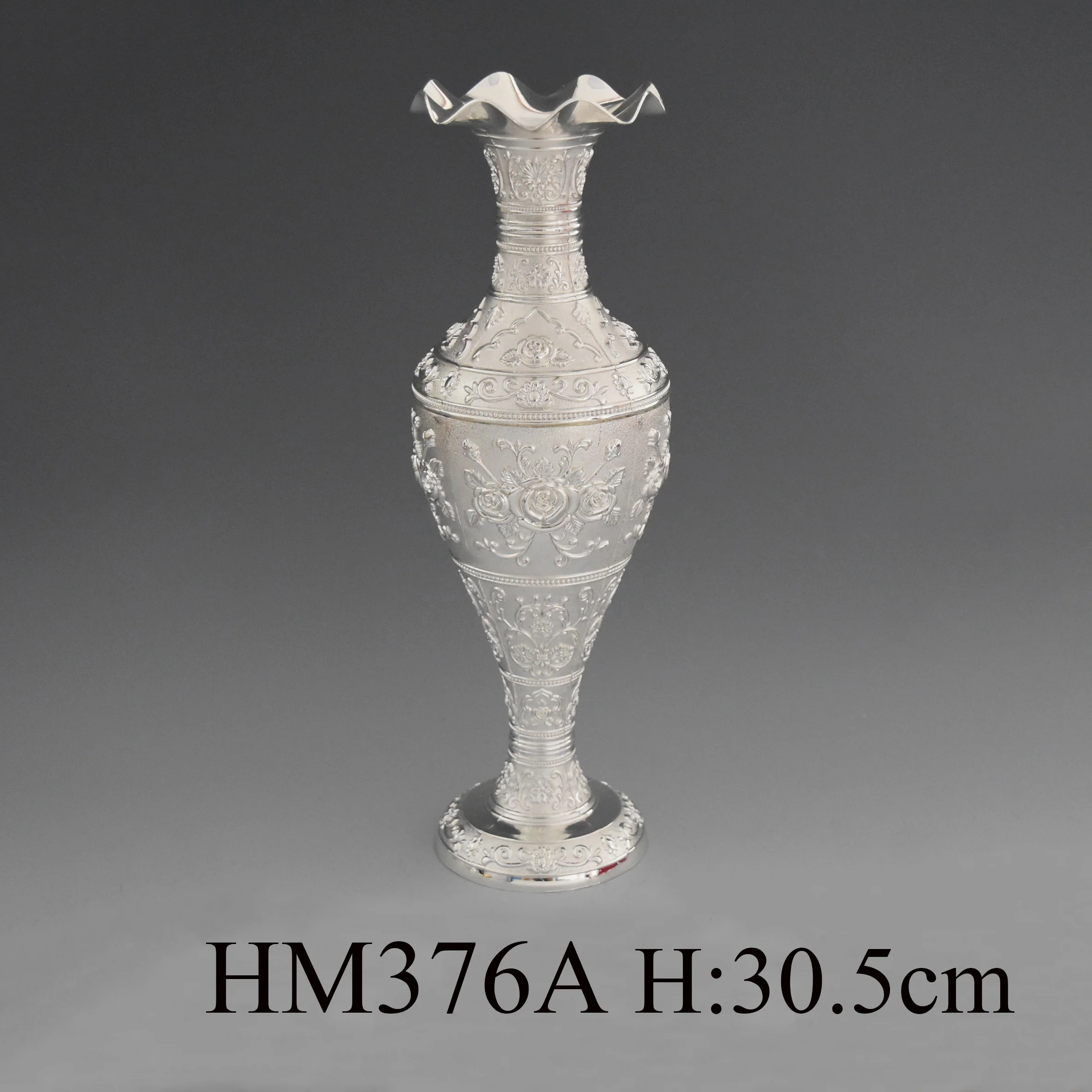 Arabic home hotel zinc alloy wedding decoration flower silver Islamic vase